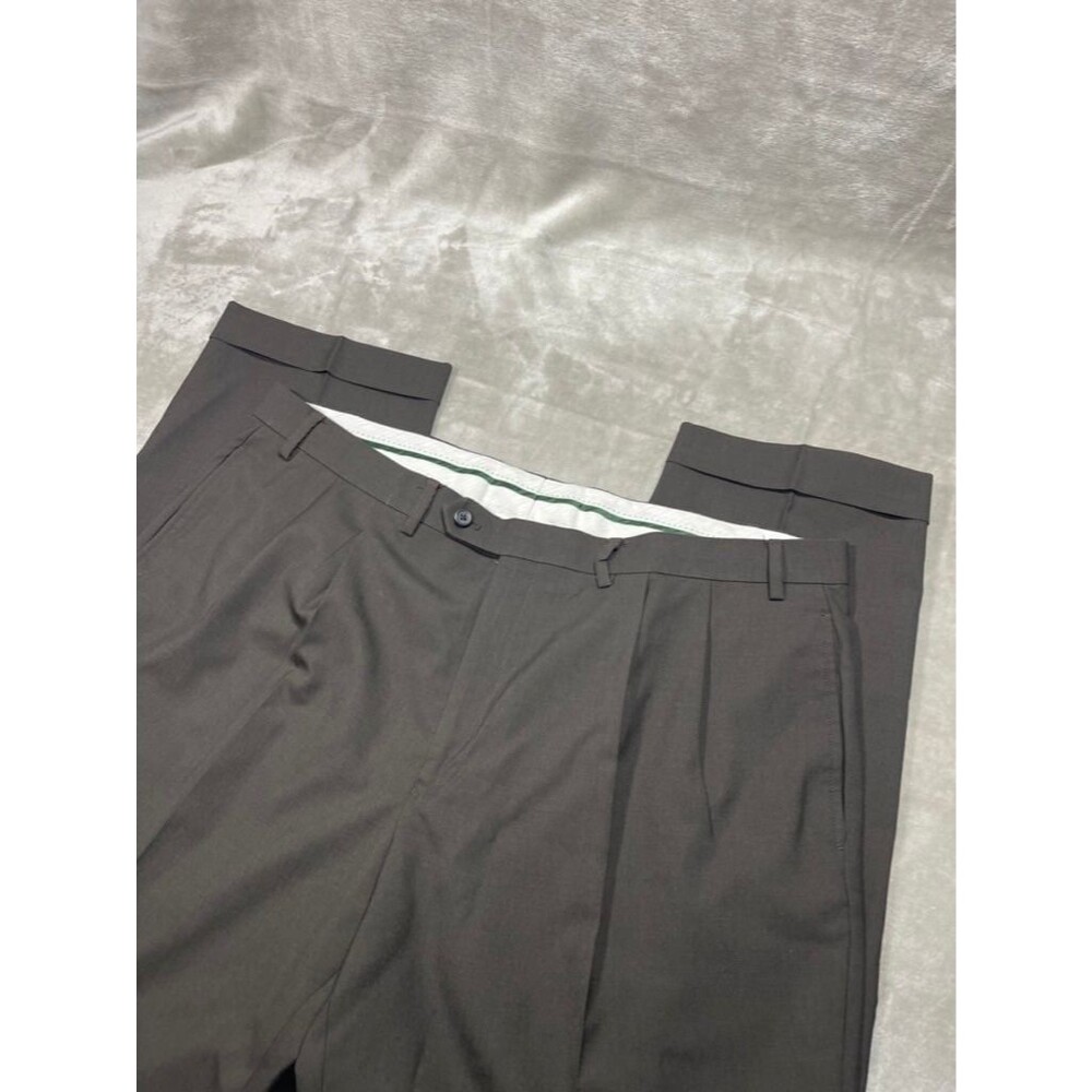 Lauren Ralph Lauren Pleated Wool Dress Pants Men Size 40x32 Brown Trouser Preppy